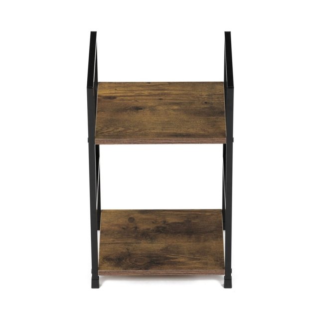 Regál TIREK — kov, MDF, černá / dekor starého dřeva