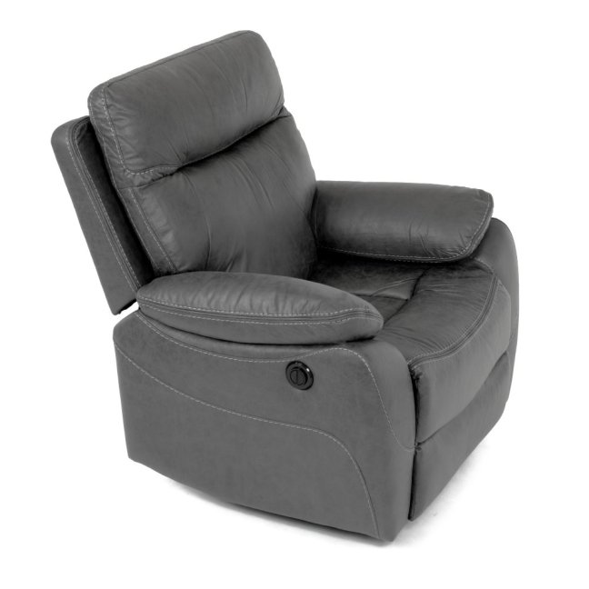 Relaxační křeslo BENNY s elektrickým polohováním — látka, šedá