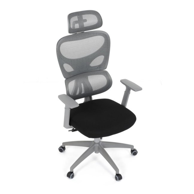Kancelářská ergonomická židle GRANT II — síť, látka, šedá