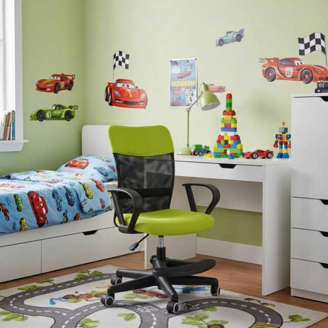 Dětská židle Neoseat MONKEY s podnoží — látka, černá / světle zelená