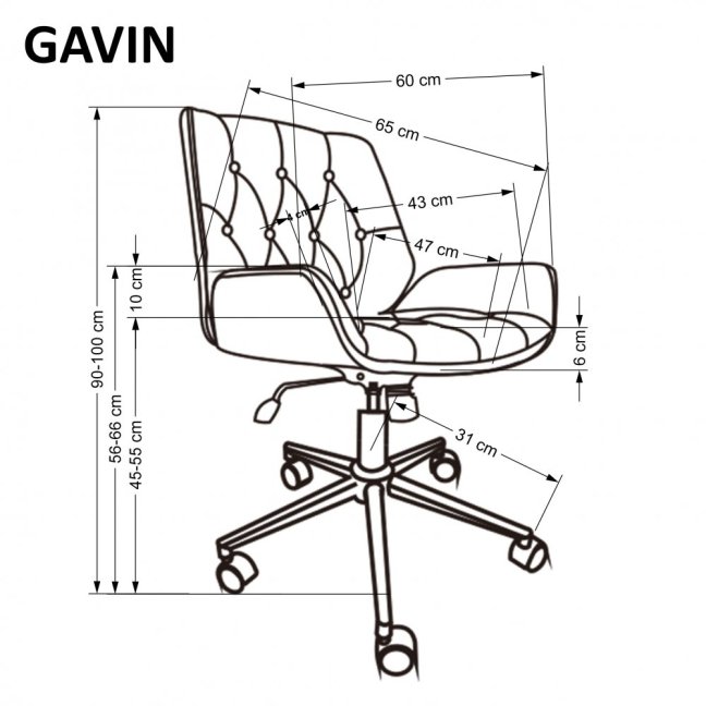 Kancelářská otočná židle GAVIN — ekokůže, ořech / černá