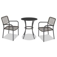 Zahradní set BONTAS 1 + 2 — kov, umělý ratan, antracit / šedá