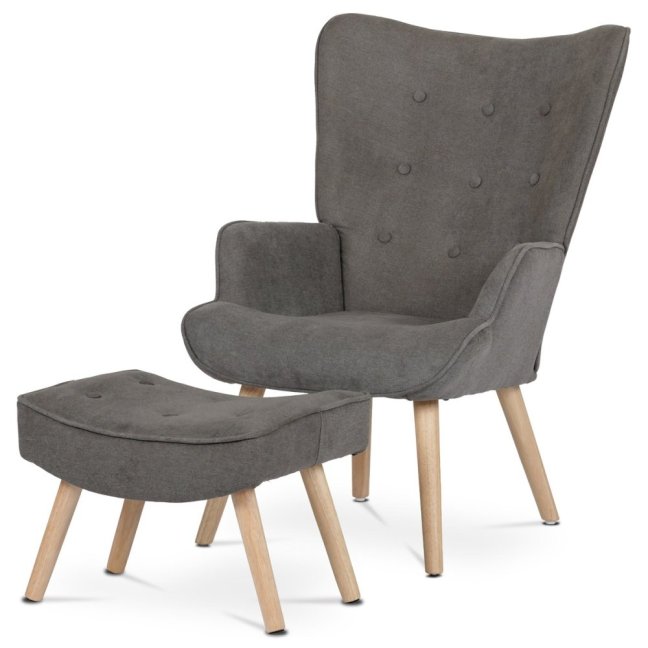 Relaxační křeslo ušák BETTY — masiv, látka, lanýžová