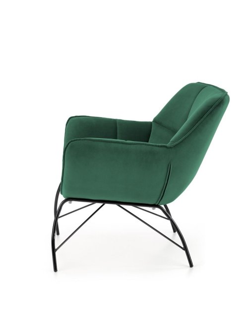 Designové křeslo BELTON — kov, látka, zelená