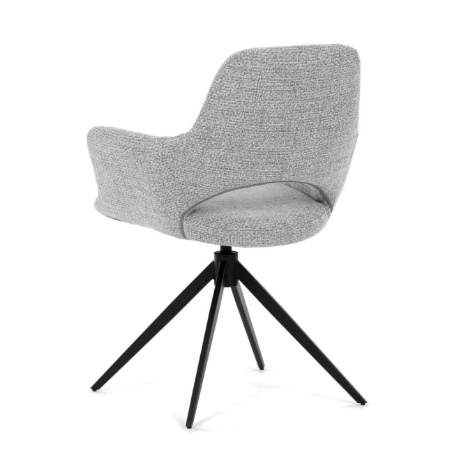 Jídelní otočné křeslo AMOS — kov, látka, šedá
