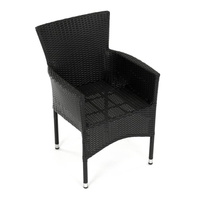 Zahradní křeslo BRIGITA — kov, umělý ratan, černá