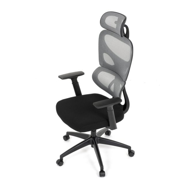 Kancelářská ergonomická židle GRANT — síť / látka, černá / šedá