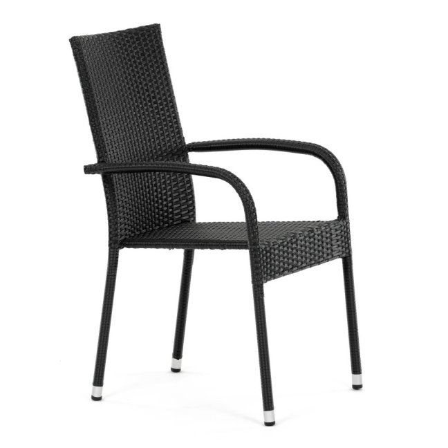 Zahradní křeslo SELEN — kov, umělý ratan, černá