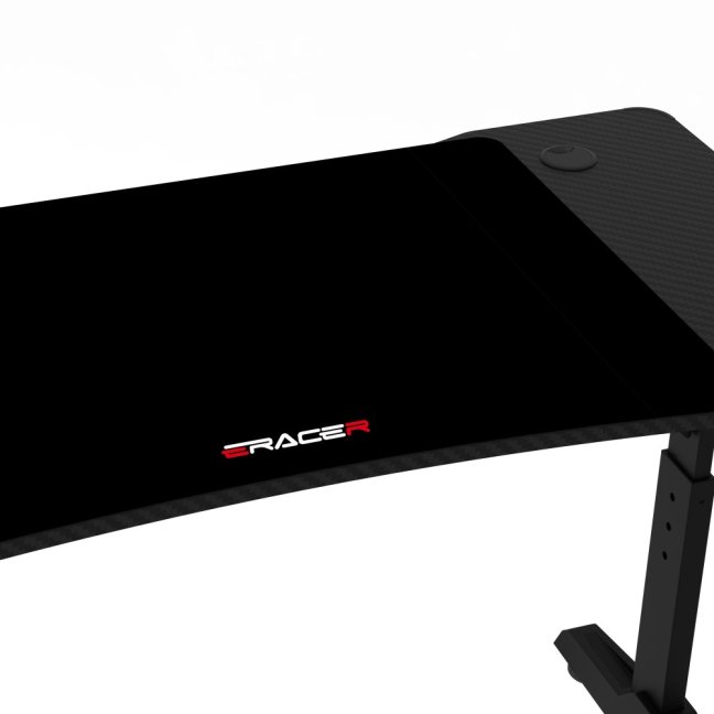 Výškově nastavitelný herní stůl ERACER H1212 — 120x60 cm, kov, melamin, černá, RGB podsvícení