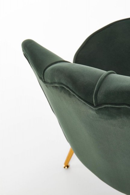 Designové křeslo AMORINITO — kov, látka, zlatá / zelená