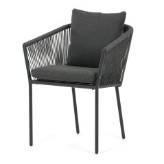 Zahradní křeslo s polštáři LIBERA — kov, textil, šedá