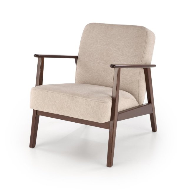 Křeslo MILANO — masiv, látka, ořech / béžová