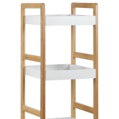 Regál JUSTIN — bambus, MDF, přírodní / bílá