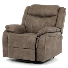 Relaxační křeslo AGAN s elektrickým polohováním — 2 motory, látka, hnědá
