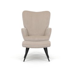 Relaxační křeslo ušák s taburetem ROYAL — kov, manšestr, béžová