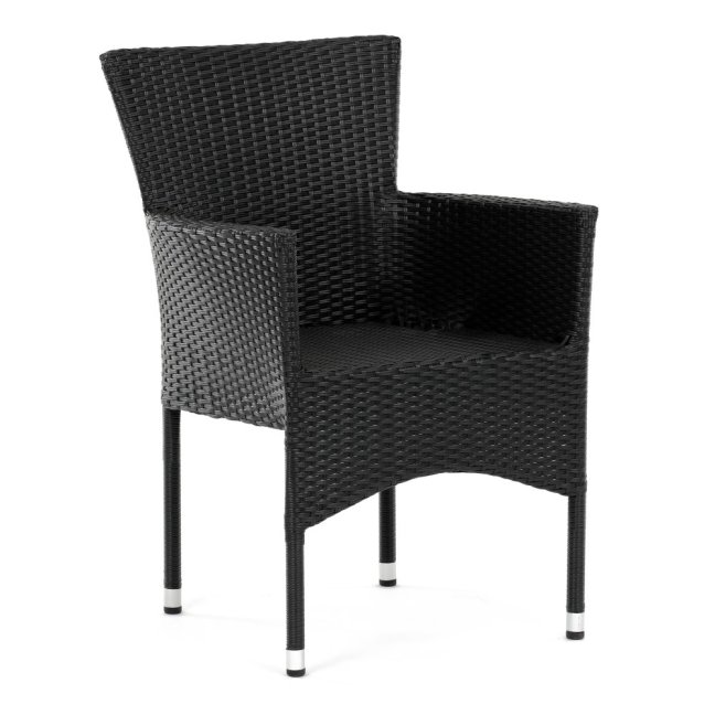 Zahradní křeslo BRIGITA — kov, umělý ratan, černá