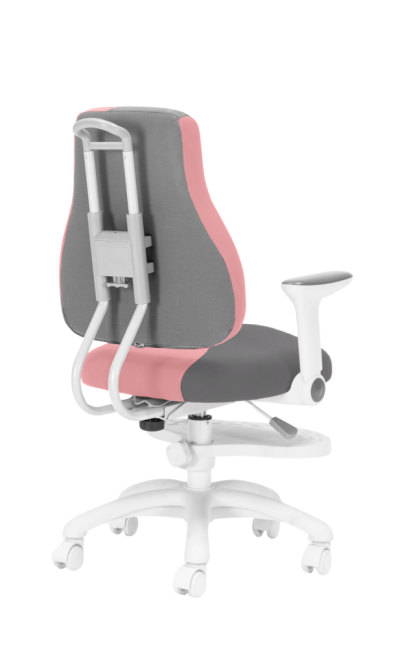 Dětská rostoucí židle Neoseat KINDER WHITE PLUS — látka, šedá / světle růžová