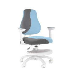 Dětská rostoucí židle Neoseat KINDER WHITE PLUS — látka, šedá / světle modrá