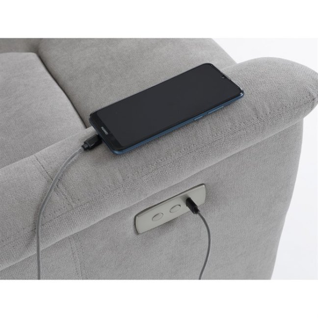 TV křeslo HUGO s elektrickým polohováním — látka, šedá