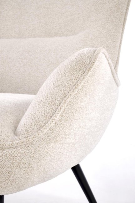 Designové křeslo ušák JUKON — kov, látka, krémová