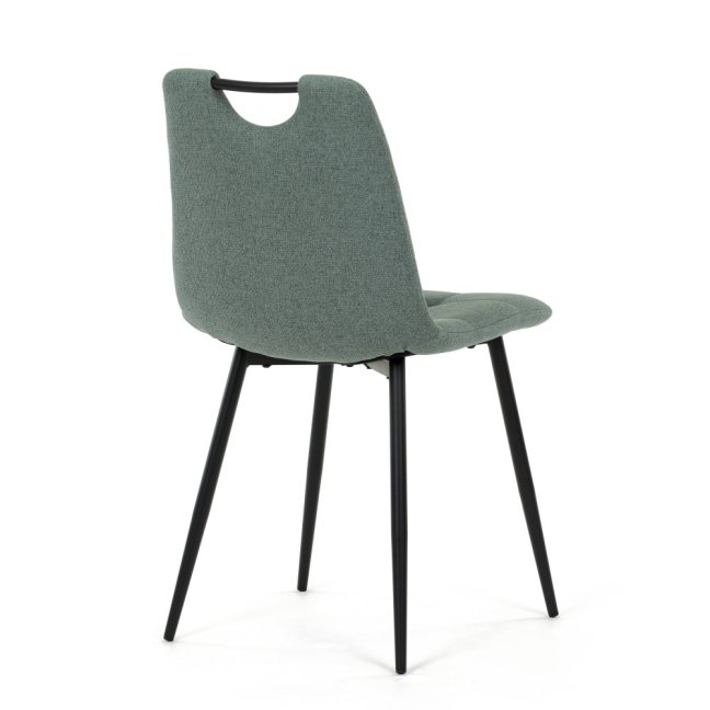 Jídelní židle KLAUDIUS — kov, látka, černá / zelená, nosnost 150 kg
