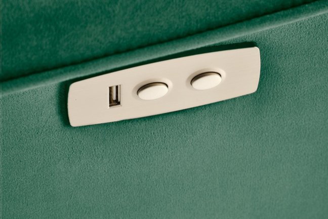 TV křeslo SEMIR II s elektrickým polohováním a masáží — látka, zelená