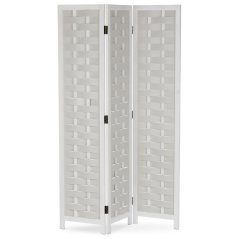 3dílný paravan MAKOTO — dřevo, bílá