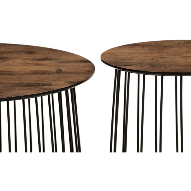 Set 2 konferenčních stolků MOZART — kov, MDF, dekor staré dřevo