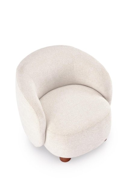 Designové křeslo BAKER — dřevo, látka, krémová