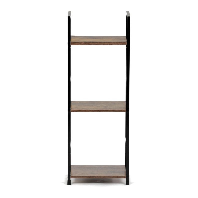 Regál TIREK II — kov, MDF, černá / dekor starého dřeva