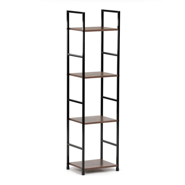 Regál TIREK III — kov, MDF, černá / dekor starého dřeva