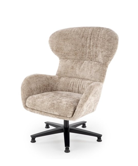 Otočné relaxační křeslo ušák FRANCO — kov, látka, béžová