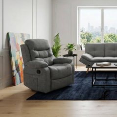 Relaxační polohovací TV křeslo GLEN II — látka, šedá