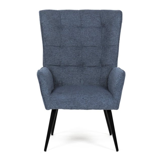 Relaxační křeslo ušák LOYD — látka, černá / modrá