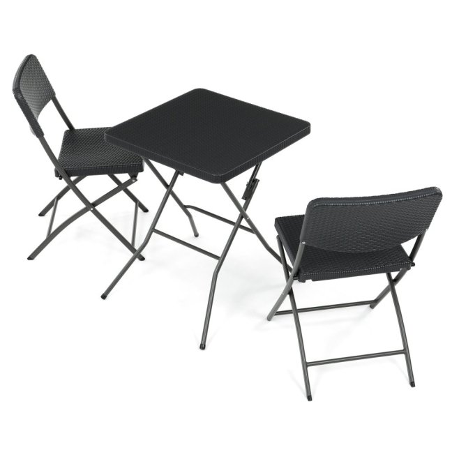 Zahradní skládací set KARAKA 1 + 2 — kov, plast, šedá