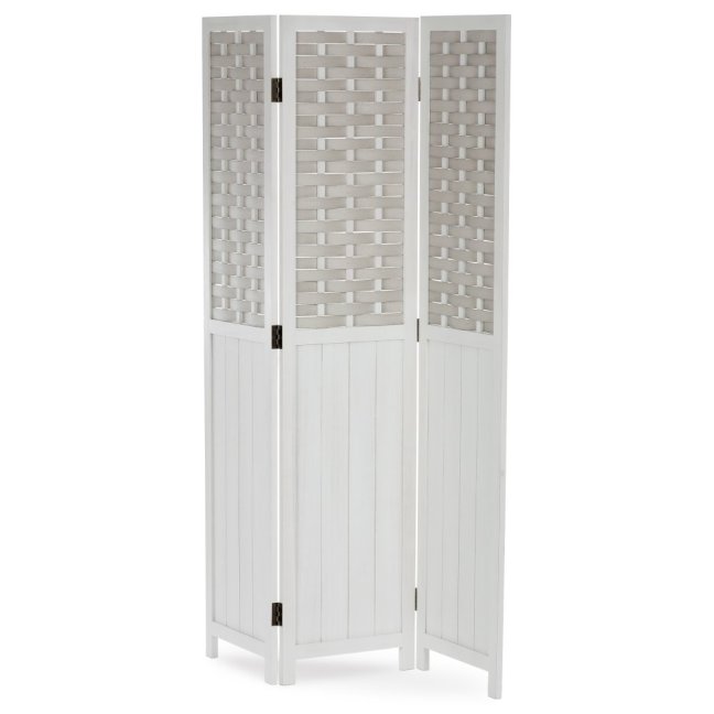 3dílný paravan TAKA — dřevo, bílá