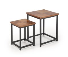 Set 2 konferenčních stolků ELZA — kov, MDF, černá / ořech