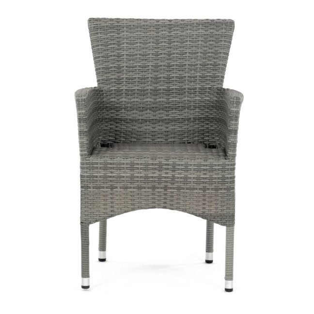 Zahradní křeslo BRIGITA — kov, umělý ratan, šedá
