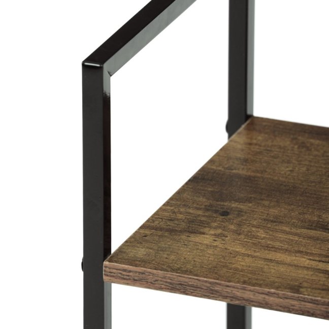 Regál TIREK II — kov, MDF, černá / dekor starého dřeva