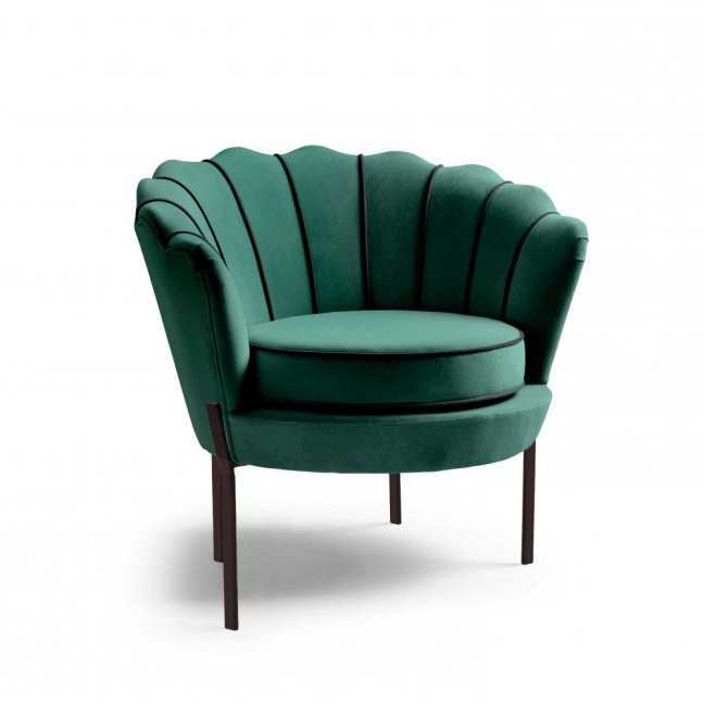 Designové křeslo ANGELO — kov, látka, zelená