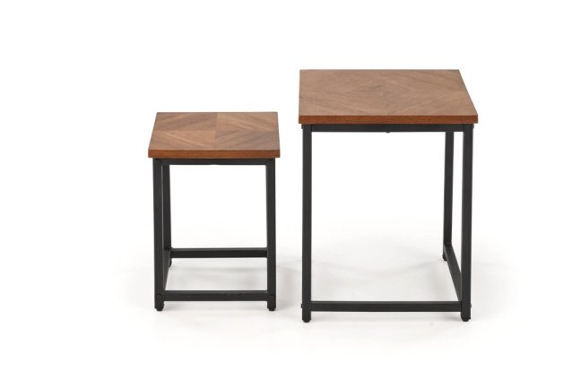 Set 2 konferenčních stolků ELZA — kov, MDF, černá / ořech