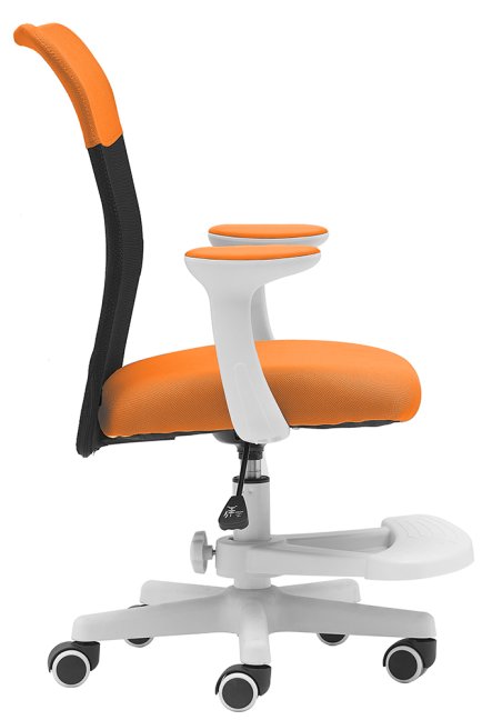 Dětská židle Neoseat MONKEY WHITE s podnoží — látka, bílá / oranžová