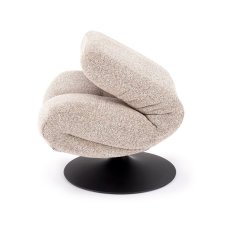 Relaxační otočné křeslo MANGO — kov, látka, béžová