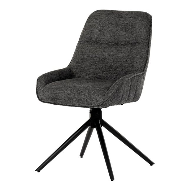 Jídelní otočná židle HESTON — kov, látka, šedá