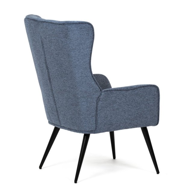 Relaxační křeslo ušák LOYD — látka, černá / modrá