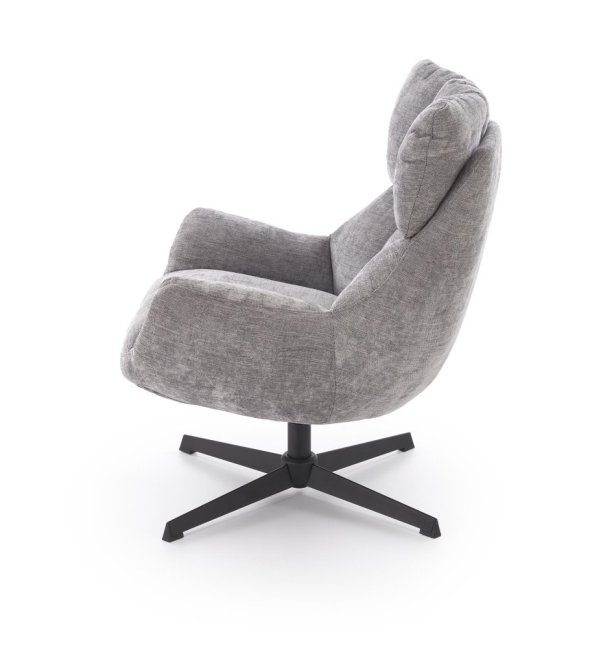 Relaxační otočné křeslo ARANAKA — kov, látka, šedá