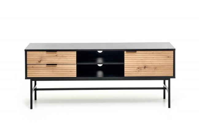 TV stolek MURANO — kov, MDF, černá / dub artisan