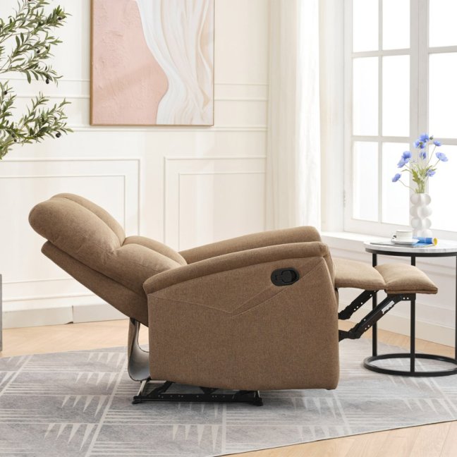 Relaxační polohovací TV křeslo ASTER — látka, hnědá