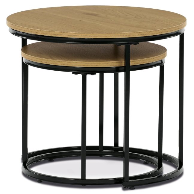 Set 2 konferenčních stolků XANDER — kov, MDF, černá / dekor divoký dub