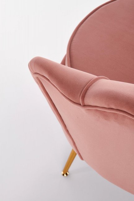 Designové křeslo AMORINITO — kov, látka, zlatá / růžová